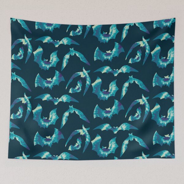 Item preview, Tie Dye Bats - Fun Green and Blue Animal Silhouette Pattern designed and sold by TheRainbowRoom.