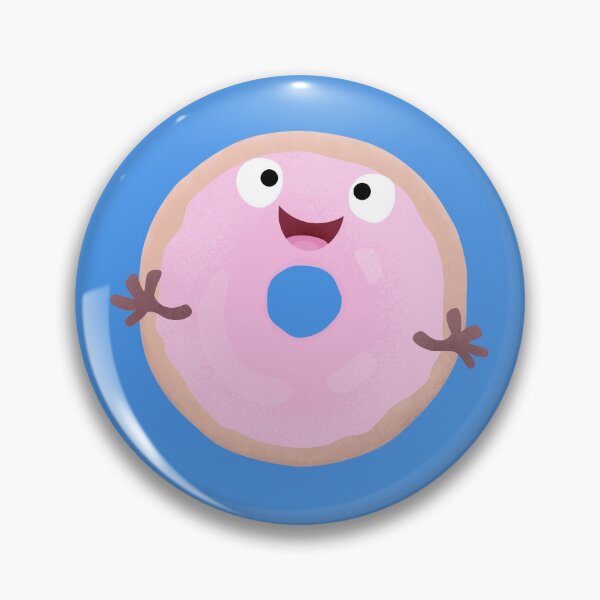 Item preview, Cute happy pink glazed donut cartoon designed and sold by FrogFactory.
