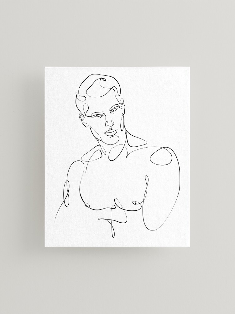 Male handsome face one line drawing Canvas Print by BondingSoul