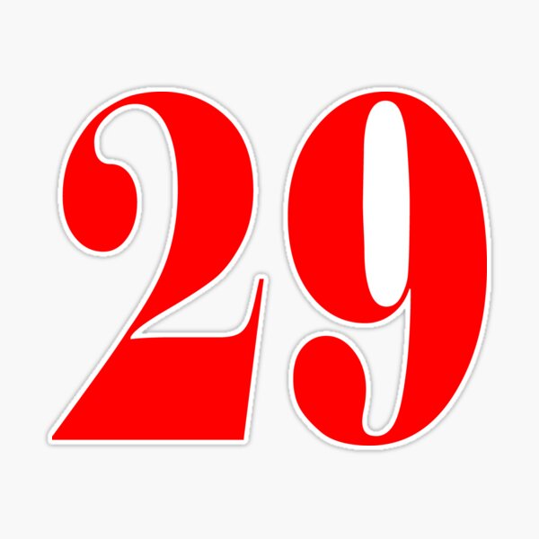 NUMBER ---- 29 ---- IN RED COLOR