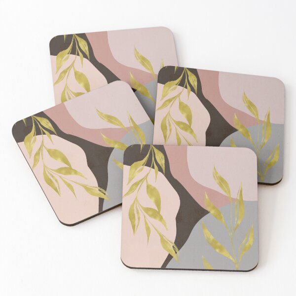 Item preview, Abstract Botanical Golden Leaves On Pastel Colors designed and sold by ArunikaPrints.
