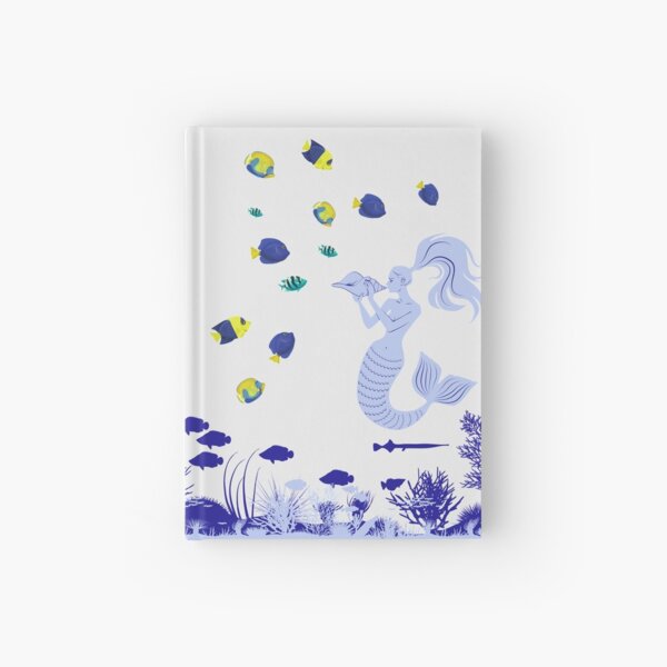 Mermaid magic, enchanting the fish with her beautiful voice Hardcover Journal