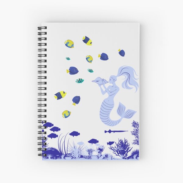 Mermaid magic, enchanting the fish with her beautiful voice Spiral Notebook