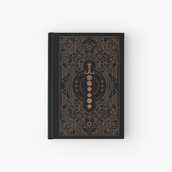 Polyhedral Dice Sword Vintage Minimalist Tabletop RPG Hardcover Journal