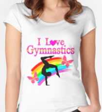 PINK I LOVE GYMNASTICS DESIGN Women's Fitted Scoop T-Shirt