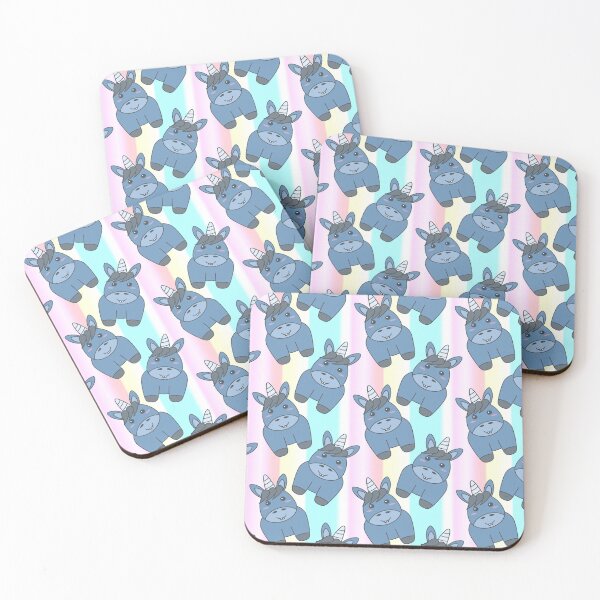 Item preview, Cute, Kawaii and Magical Blue Unicorn Donkey Seamless Pattern Design with Rainbow Background designed and sold by NightGleam.