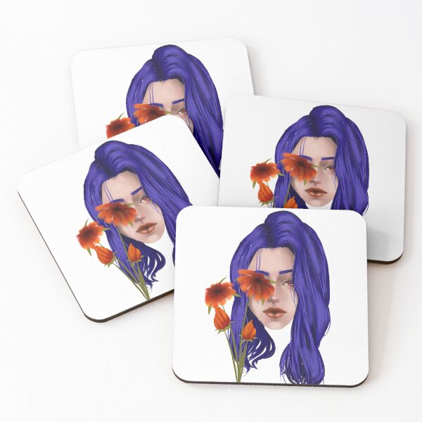 Item preview, Flower & Blue Hair Girl designed and sold by 123-Easy-Store.