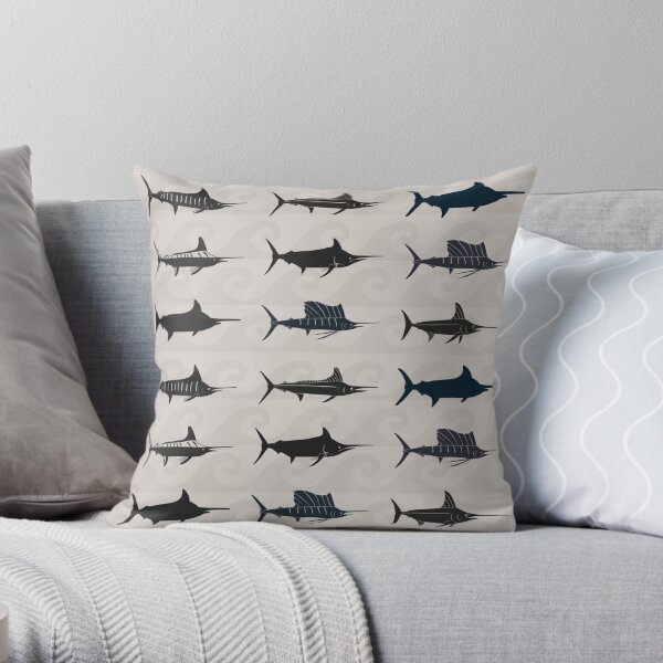Marlin Billfish Print Throw Pillow Throw Pillow