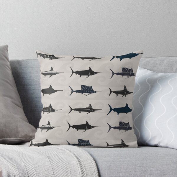 Item preview, Marlin Billfish Print Throw Pillow designed and sold by blackmarlinblog.