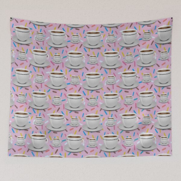 Item preview, Cup of coffee pattern in pink backgrpund designed and sold by docferds.