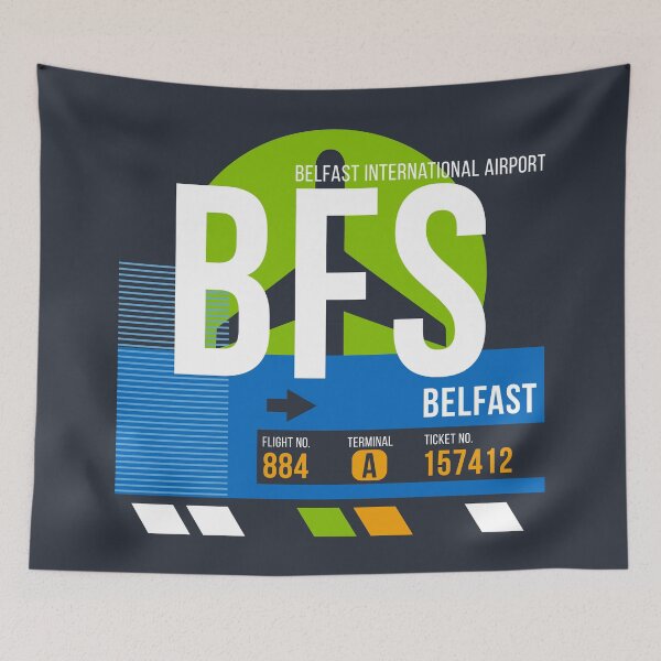 Item preview, Belfast, Northern Ireland (BFS) Airport Code Baggage Tag designed and sold by SLAG-Creative.