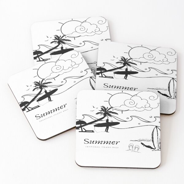 Item preview, Summer beach with surfboard designed and sold by Suwanditabagus.