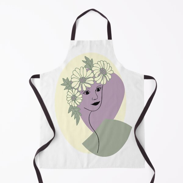 Item preview, Abstract Line Art Woman-daisy head, colours sage green, cream, buttercream amethyst designed and sold by Stephanie J Lewis.