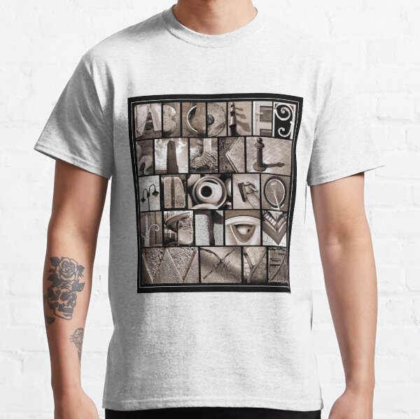 Alphabet Monochrome Print Classic T-Shirt