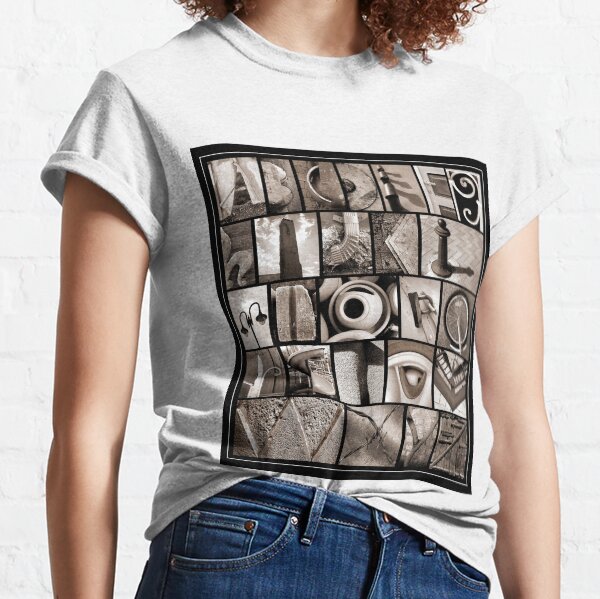 Alphabet Monochrome Print Classic T-Shirt