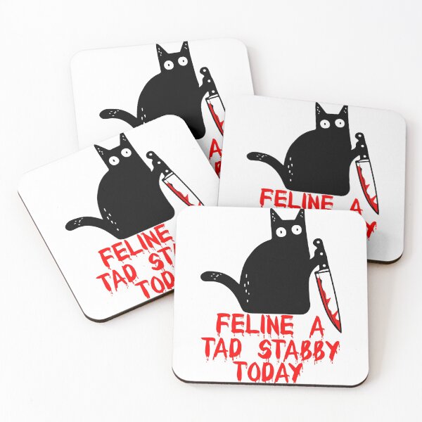 Item preview, Feline A Tad Stabby Today - Funny Murderous Black Cat WHAT? Holding Knife designed and sold by cxytees.