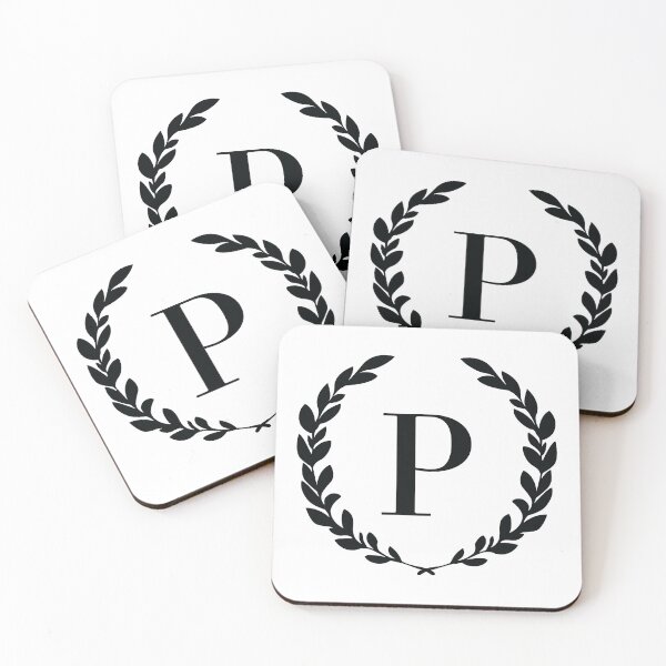 Item preview, Letter P, Laurel wreath monogram P, Initial P, Laurel frame with letter P designed and sold by KateBilous.