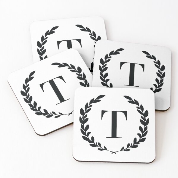 Item preview, Letter T, Laurel wreath monogram T, Initial T, Laurel frame with letter T designed and sold by KateBilous.