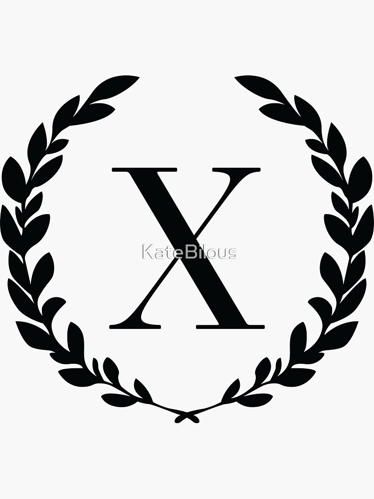 Letter X Laurel Wreath Monogram X Initial X Laurel Frame With