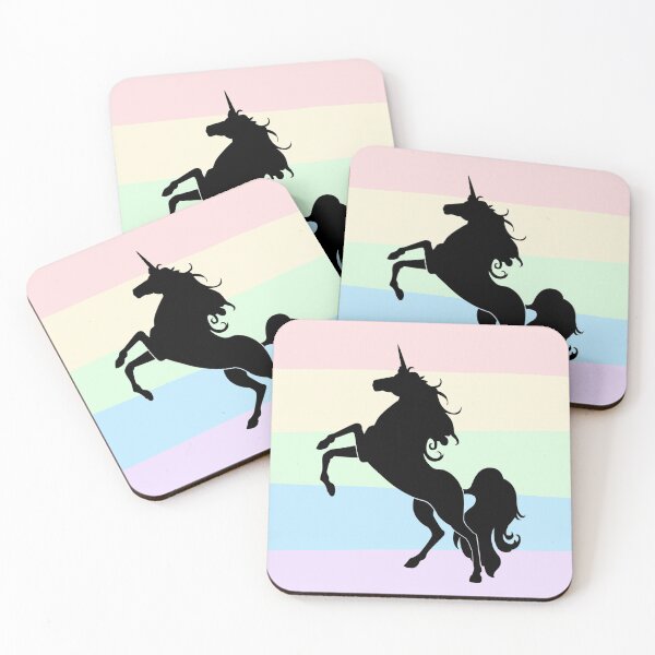 Item preview, Black Unicorn Silhouette on Pastel Rainbow colors - Gift For Unicorn Lovers designed and sold by Sajuade.