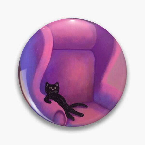 Item preview, black cat sitting in a pink chair designed and sold by luboffke.