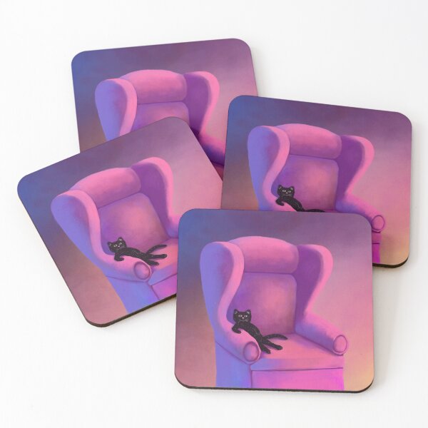 Item preview, black cat sitting in a pink chair designed and sold by luboffke.