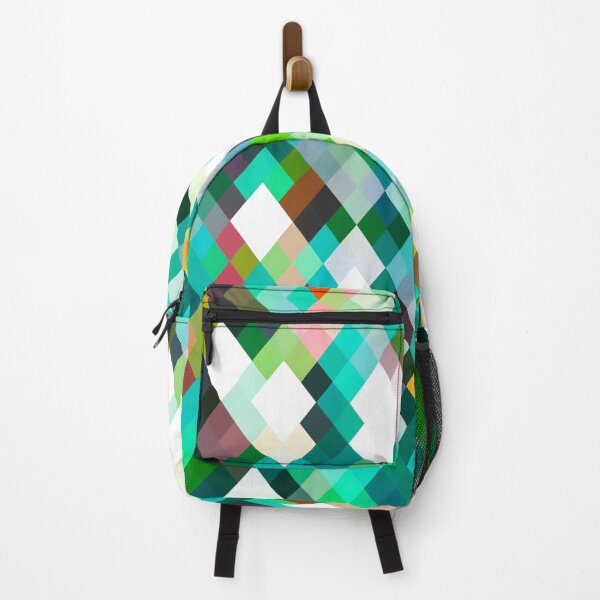 Item preview, geometric square pixel pattern abstract art background in green red yellow designed and sold by Mrvell.