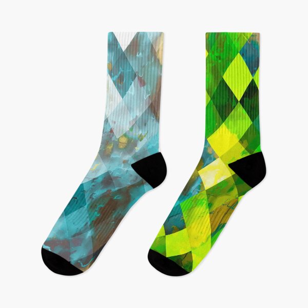 Item preview, geometric square pixel pattern abstract art background in blue green designed and sold by Mrvell.