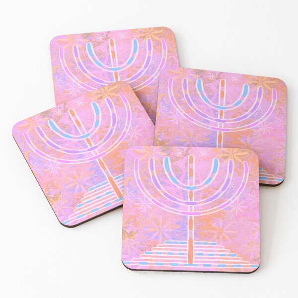 Aperçu de l'œuvre Menorah juive, version rose créée et vendue par Osher-BioArt.