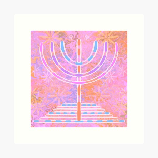 Item preview, Jewish Menorah, pink version  designed and sold by Osher-BioArt.