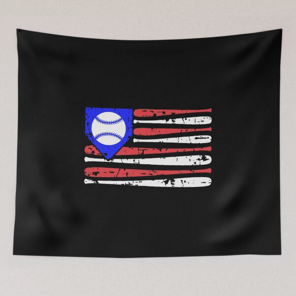 Aperçu de l'œuvre Drapeau américain de baseball USA / chauves-souris, conception de conception de plaque de maison de balle créée et vendue par CreatedByHeidi.