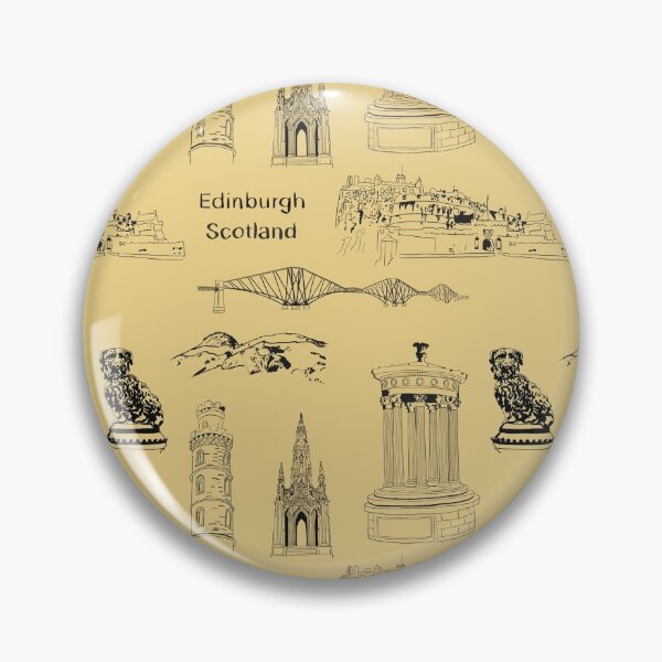 Item preview, Edinburgh, Scotland landmarks on yellow designed and sold by Louisa Powell.