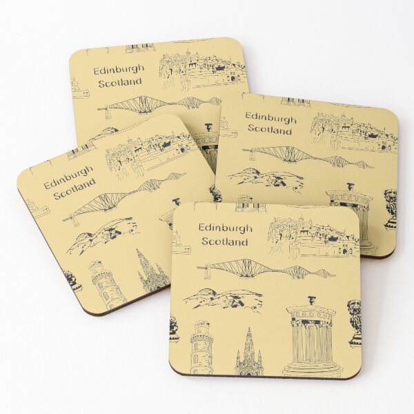 Item preview, Edinburgh, Scotland landmarks on yellow designed and sold by Louisa Powell.