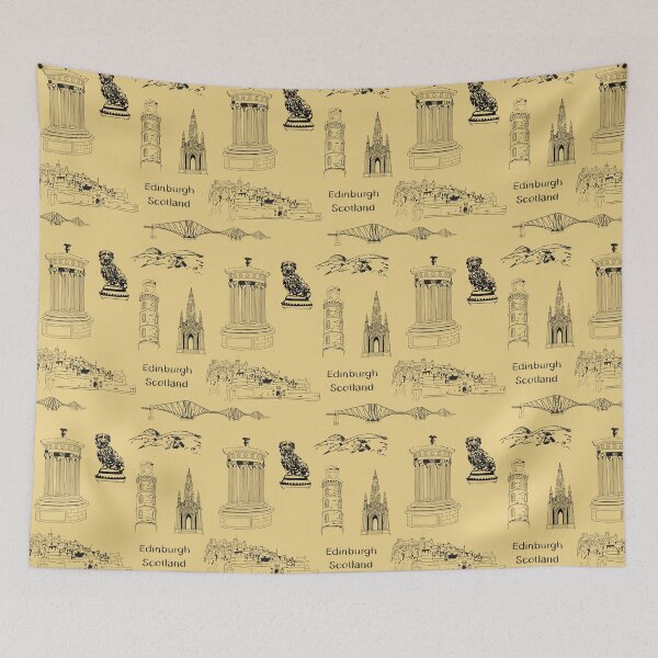Item preview, Edinburgh, Scotland landmarks on yellow designed and sold by Louisa Powell.