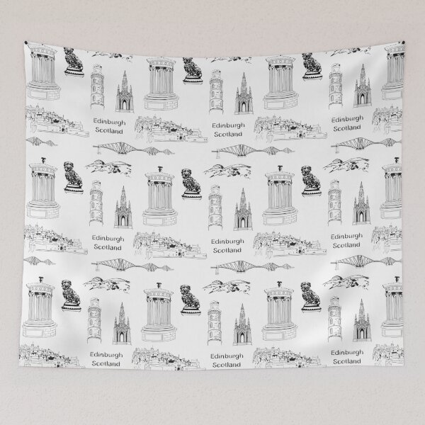 Item preview, Edinburgh, Scotland landmarks on white designed and sold by Louisa Powell.