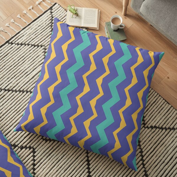 Modern Geometric Purple Blue Yellow Pattern Design 2318 Floor Pillow