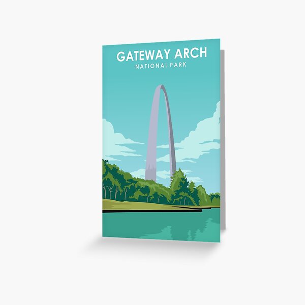 Vista previa del artículo con la obra «Póster de viaje del Parque Nacional Gateway Arch», diseñado y vendido por Stadify.