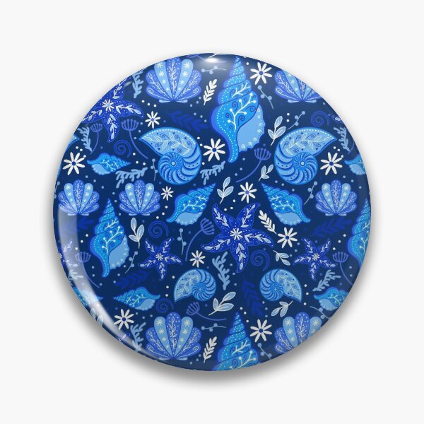 Item preview, Painted Seashells on Navy designed and sold by KrisInStitches.