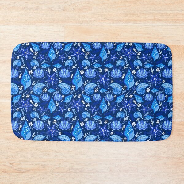 Item preview, Painted Seashells on Navy designed and sold by KrisInStitches.
