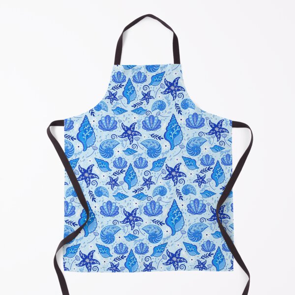 Item preview, Painted Seashells on Blue designed and sold by KrisInStitches.