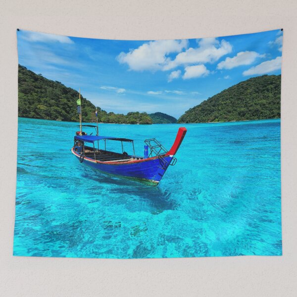 Item preview, Thailand Longtail Boat On Clear Sea Landscape designed and sold by JTS STORE.