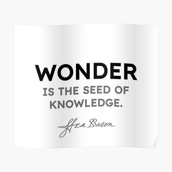 Francis Bacon quotes - Wonder is the seed of knowledge. Poster