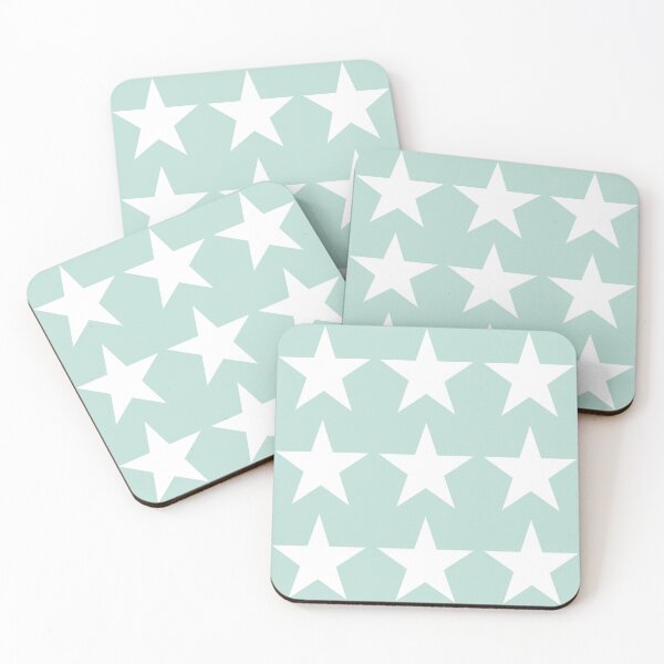 Item preview, Large WHITE STARS on MINT GREEN  designed and sold by RachelMacht.