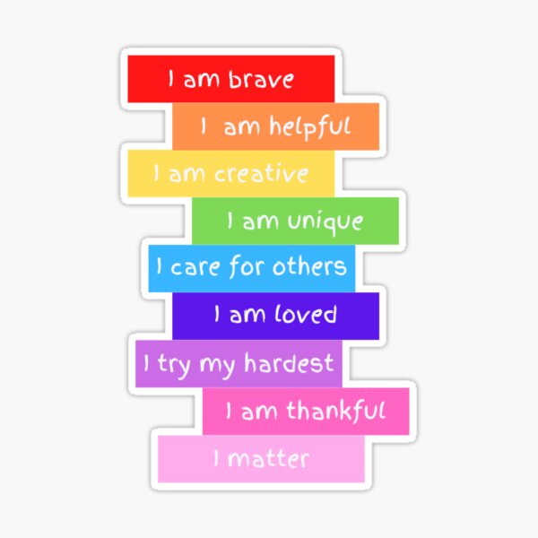Four Positive Affirmation Stickers Encouraging Words Glossy Vinyl Stickers
