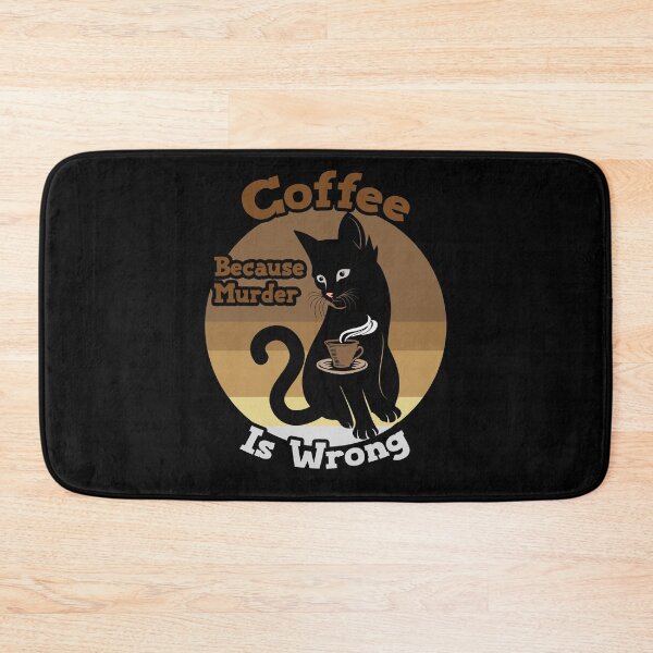 Item preview, Funny Cat Coffee Because Murder Is Wrong, Black Cat Drinks Coffee designed and sold by KO-Design.