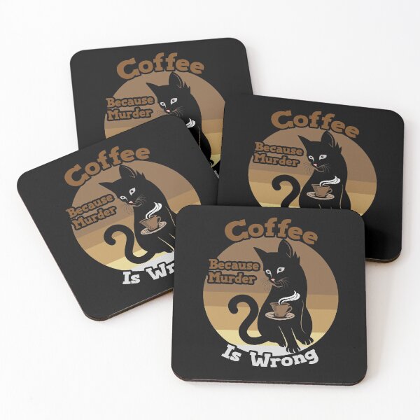 Item preview, Funny Cat Coffee Because Murder Is Wrong, Black Cat Drinks Coffee designed and sold by KO-Design.