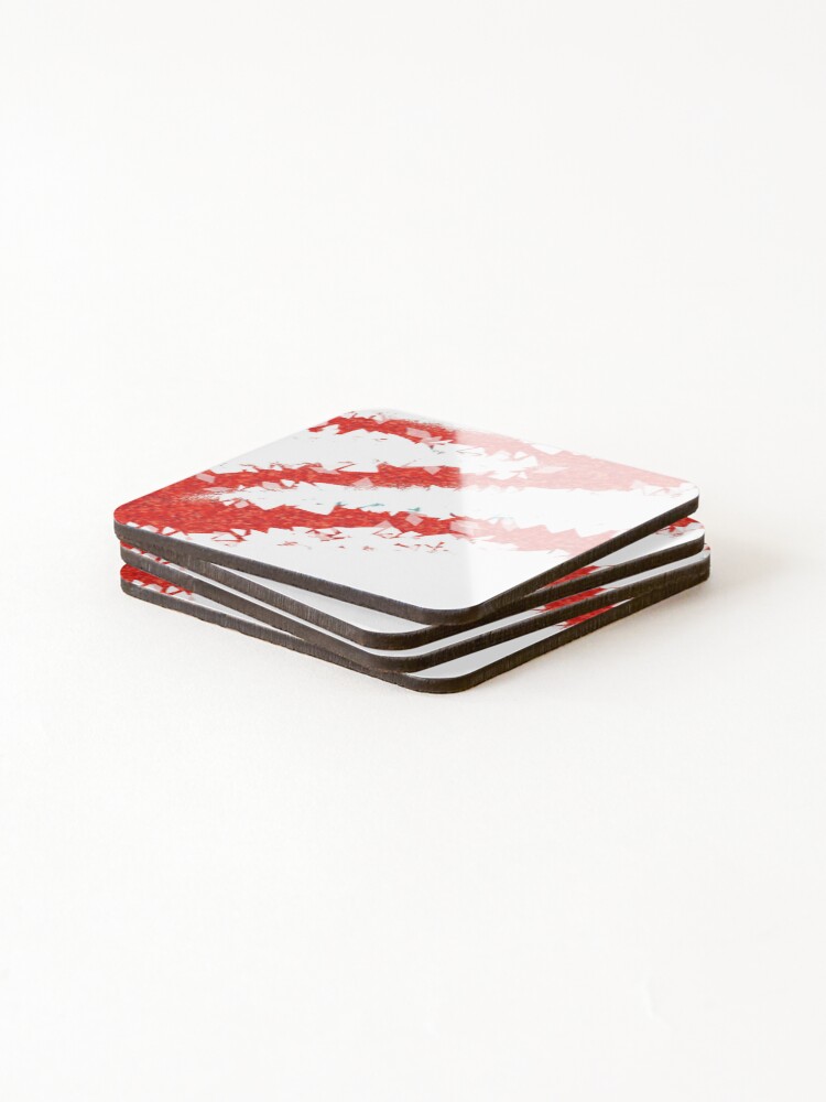 Thumbnail 4 of 5, Coasters (Set of 4), Red line designed and sold by ruby-boby.