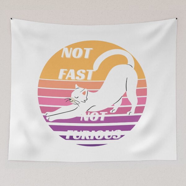 Item preview, White cat "Not Fast Not Furious" designed and sold by Cheerocki.