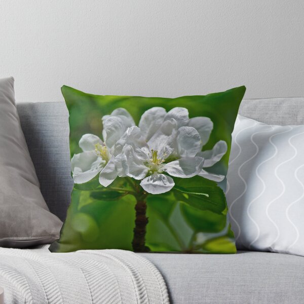 Item preview, White Apple Blossom pillow 2 designed and sold by Carolyn Clark.