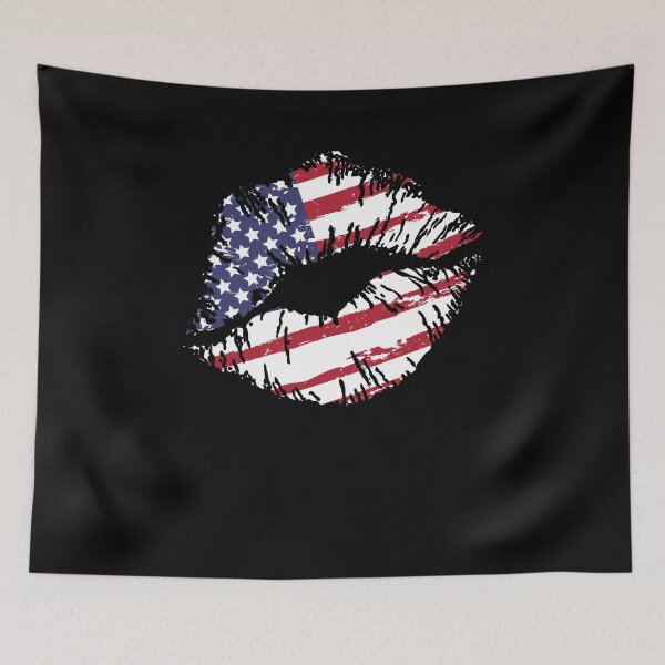 Item preview, LIPS USA FLAG 4th of July Patriotic T-Shirt designed and sold by Pliskin-Design.